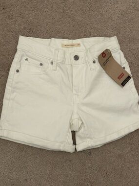 Levi's White Mid-Length Denim Shorts